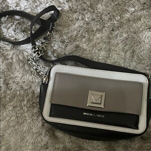 Michael Kors Black, White, and Gray Crossbody Bag
